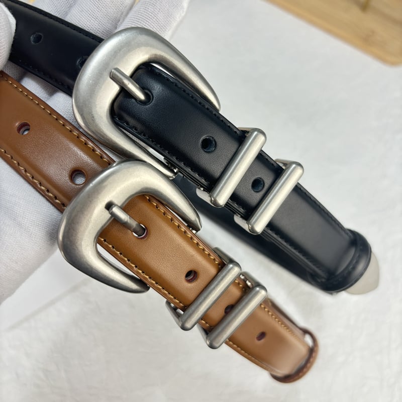 OurLegacy öv valódi bőrből, két rétegű, tűcsatú, ötvözetes csattal, mindenhez illik