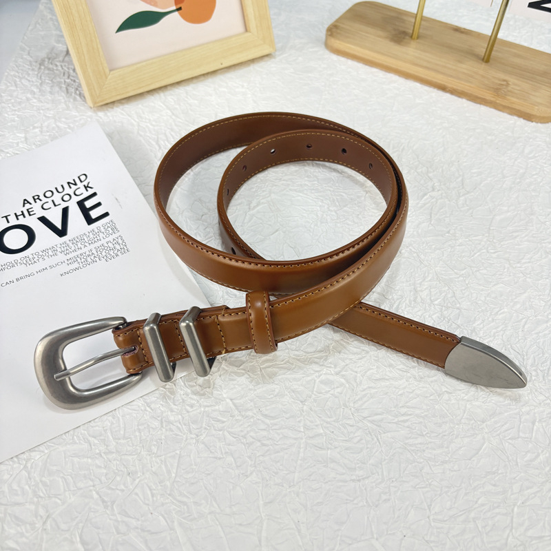 OurLegacy öv valódi bőrből, két rétegű, tűcsatú, ötvözetes csattal, mindenhez illik