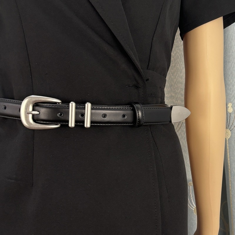 OurLegacy öv valódi bőrből, két rétegű, tűcsatú, ötvözetes csattal, mindenhez illik