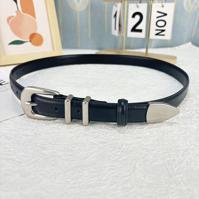 OurLegacy öv valódi bőrből, két rétegű, tűcsatú, ötvözetes csattal, mindenhez illik