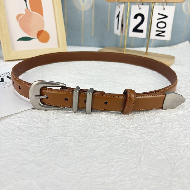 OurLegacy öv valódi bőrből, két rétegű, tűcsatú, ötvözetes csattal, mindenhez illik