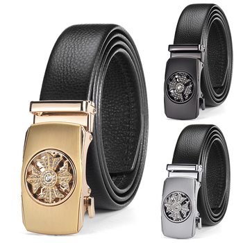 Férfi öv valódi marhabőrből, csat anyaga: cinkötvözet, automatikus záródás, szélesség 2–4 cm, elektroplatírozott felület, stílus: üzleti, minimalist, elegáns