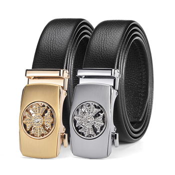 Férfi öv valódi marhabőrből, csat anyaga: cinkötvözet, automatikus záródás, szélesség 2–4 cm, elektroplatírozott felület, stílus: üzleti, minimalist, elegáns