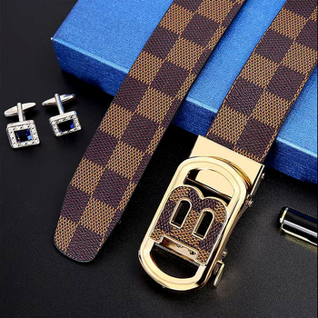 Férfi öv automata csattal, műbőr, vas csattal, szélesség 2-4 cm, üzleti városi stílus