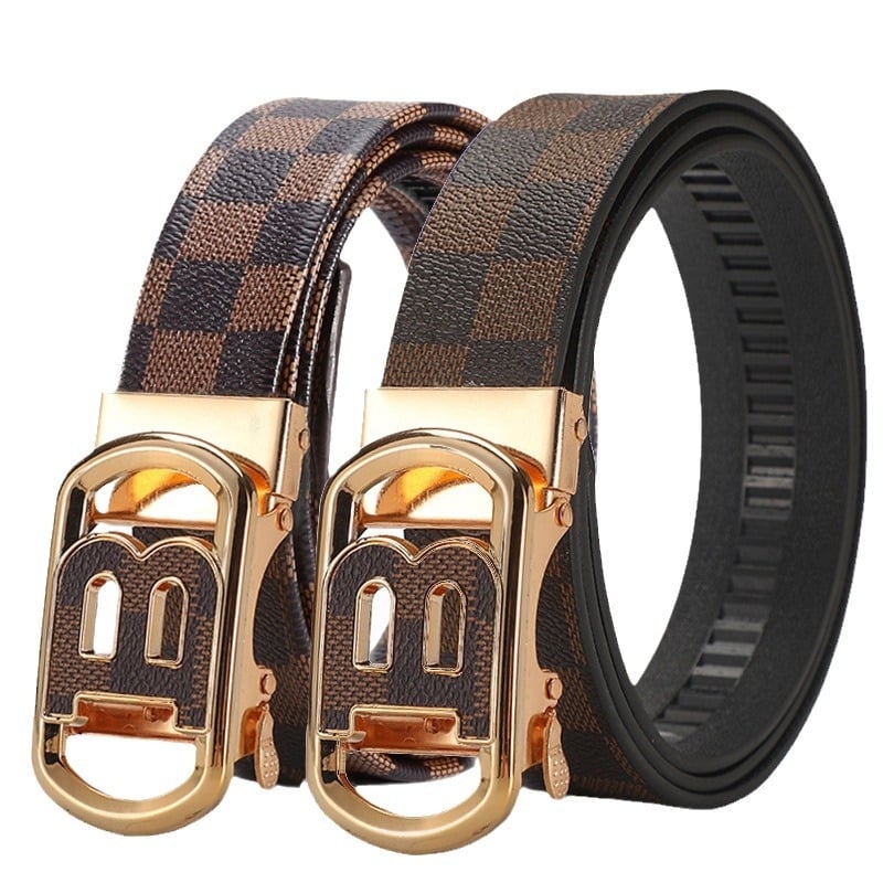 Férfi öv automata csattal, műbőr, vas csattal, szélesség 2-4 cm, üzleti városi stílus