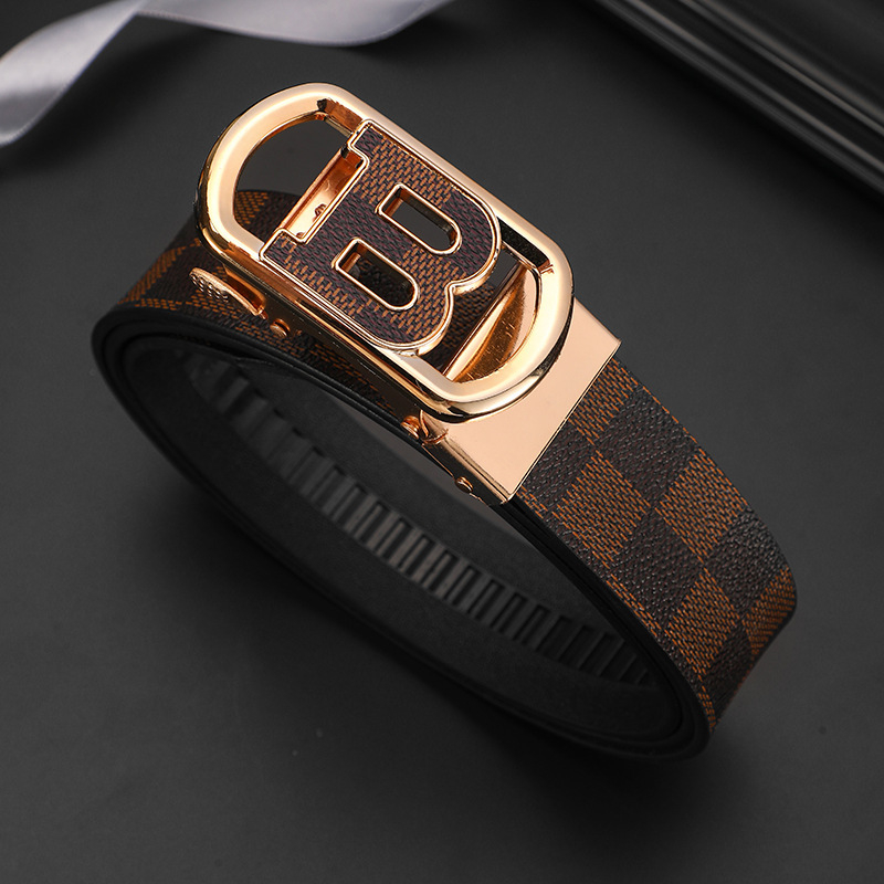 Férfi öv automata csattal, műbőr, vas csattal, szélesség 2-4 cm, üzleti városi stílus
