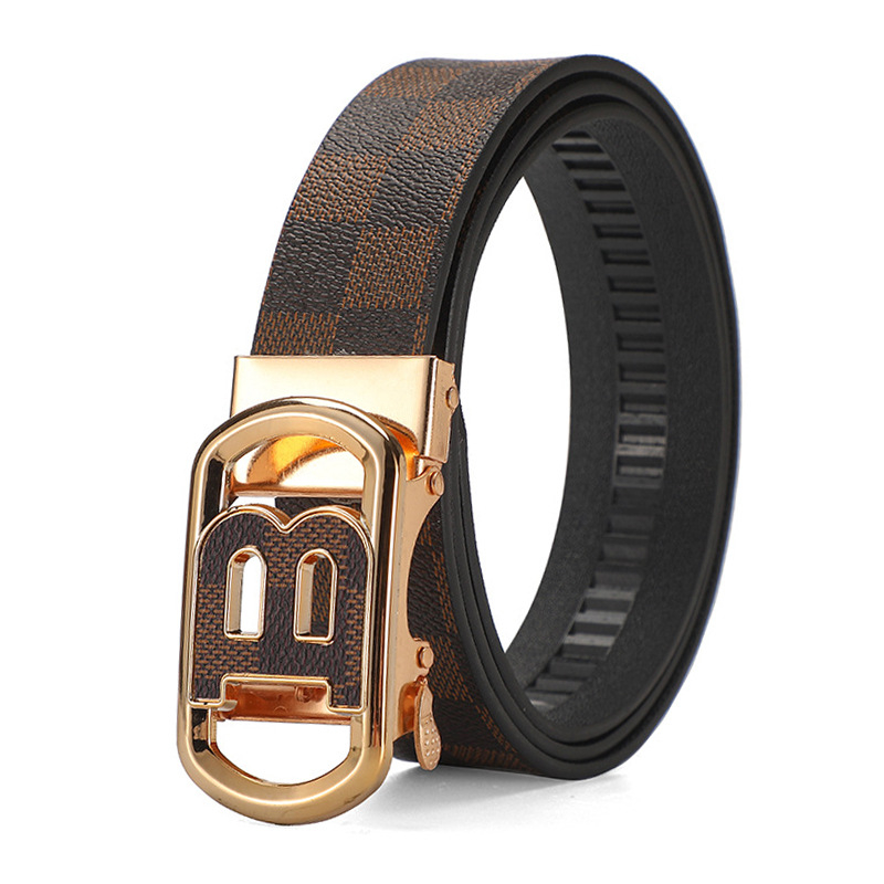 Férfi öv automata csattal, műbőr, vas csattal, szélesség 2-4 cm, üzleti városi stílus