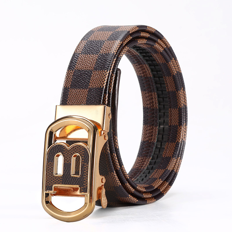Férfi öv automata csattal, műbőr, vas csattal, szélesség 2-4 cm, üzleti városi stílus
