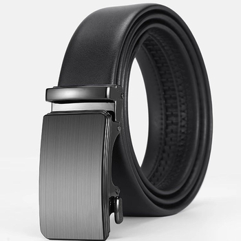 Férfi bőrből készült öv automata csattal, ötvözetes csattal és másodlagos szarvasmarhabőrrel