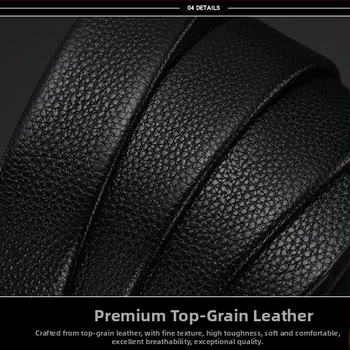 Férfi bőrszíj - első osztályú tehénbőr, lychee mintázat, automata csat, szélesség 2-4 cm, CHARM KAISER