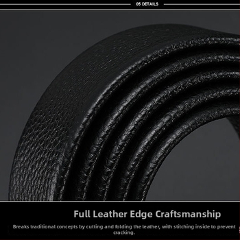 Férfi bőrszíj - első osztályú tehénbőr, lychee mintázat, automata csat, szélesség 2-4 cm, CHARM KAISER