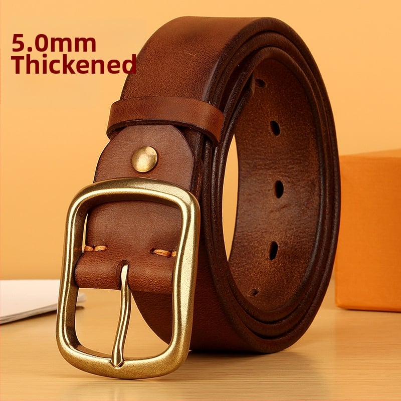 Férfi bőrszíj, felső rétegű bőr, japán csat, 38 mm szélesség, retro stílus