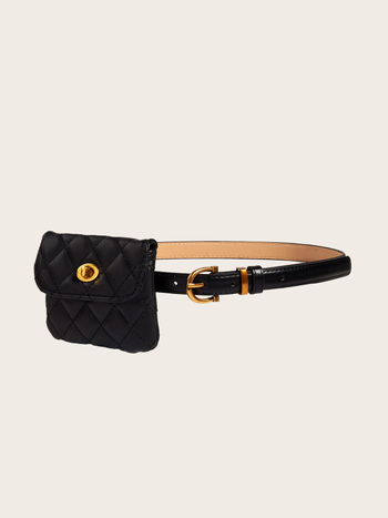 Műbőr öv táskával – tűs csattal, ötvözet csattal, kézzel varrt