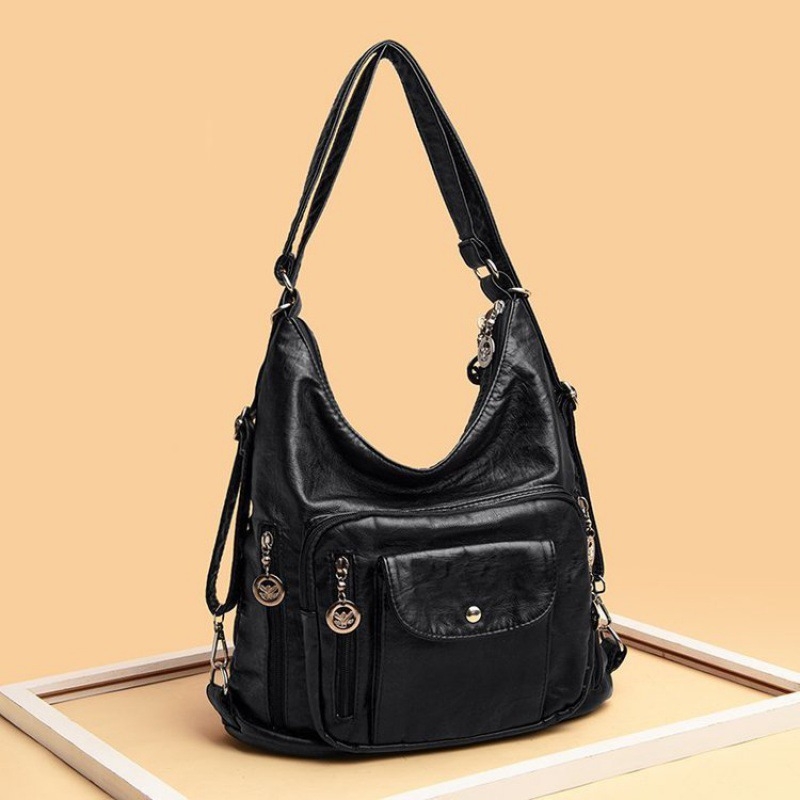 Ai Fashion PU Bucket Bag - Velika ženska torbica s zatvaračem, vertikalno kvadratnog oblika, 3D vanjski dio, unutarnji džepovi, dvije naramenice