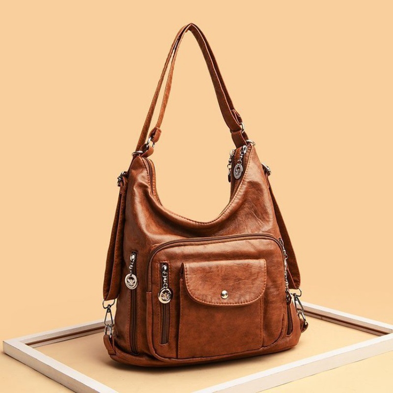 Ai Fashion PU Bucket Bag - Velika ženska torbica s zatvaračem, vertikalno kvadratnog oblika, 3D vanjski dio, unutarnji džepovi, dvije naramenice