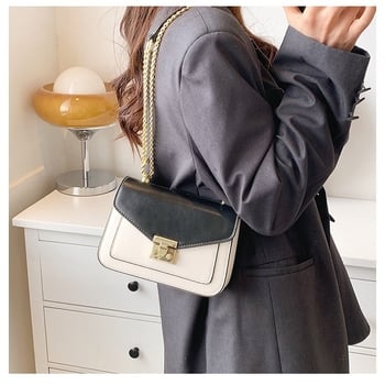 Ženska crossbody torba - gradski stil, PU koža, kvadratni oblik, zatvaranje zipom, jesen 2025