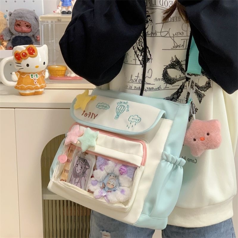 Denim tote torba s izvezenim motivom, vodoravni kvadratni oblik, zip zatvarač, unutarnja džep