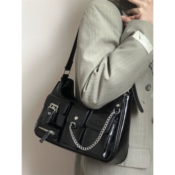 PU crossbody tote torba, stil ulične mode, zatvaranje zipom, vodoravni kvadratni oblik, jedna naramenica