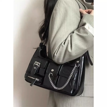 PU crossbody tote torba, stil ulične mode, zatvaranje zipom, vodoravni kvadratni oblik, jedna naramenica