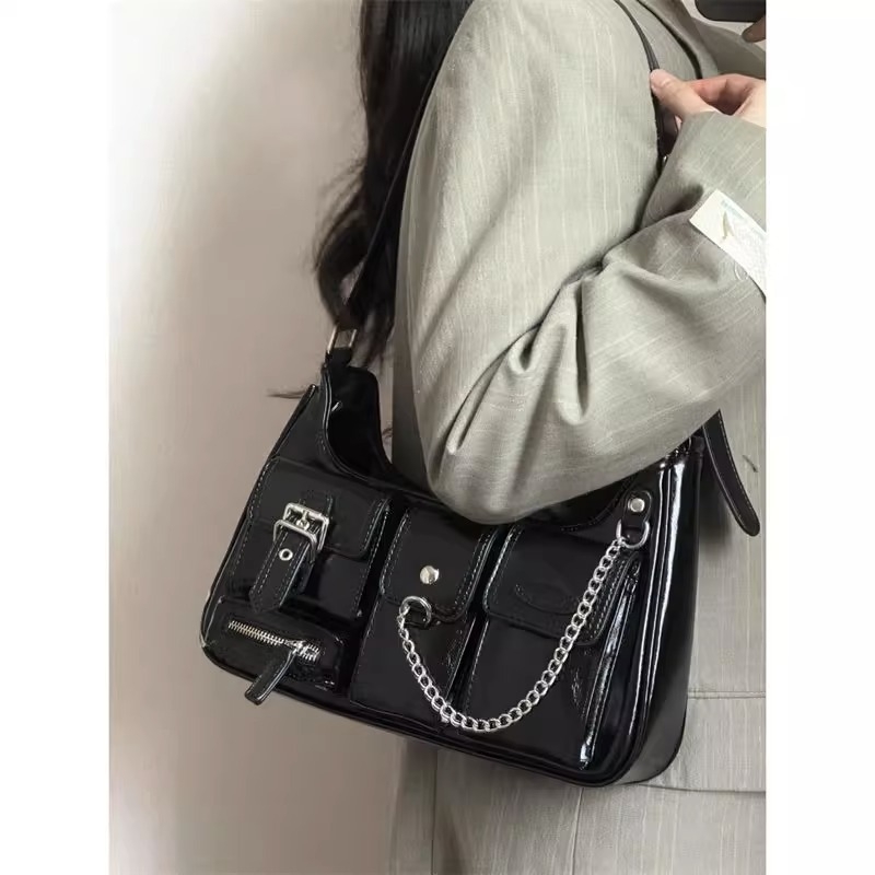 PU crossbody tote torba, stil ulične mode, zatvaranje zipom, vodoravni kvadratni oblik, jedna naramenica