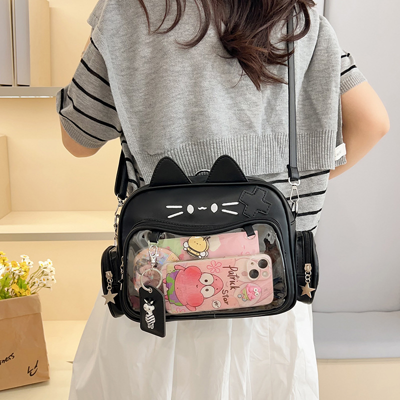 Rucsac PU, formă orizontală pătrată, fermoar, căptușeală din poliester, stil urban minimalist