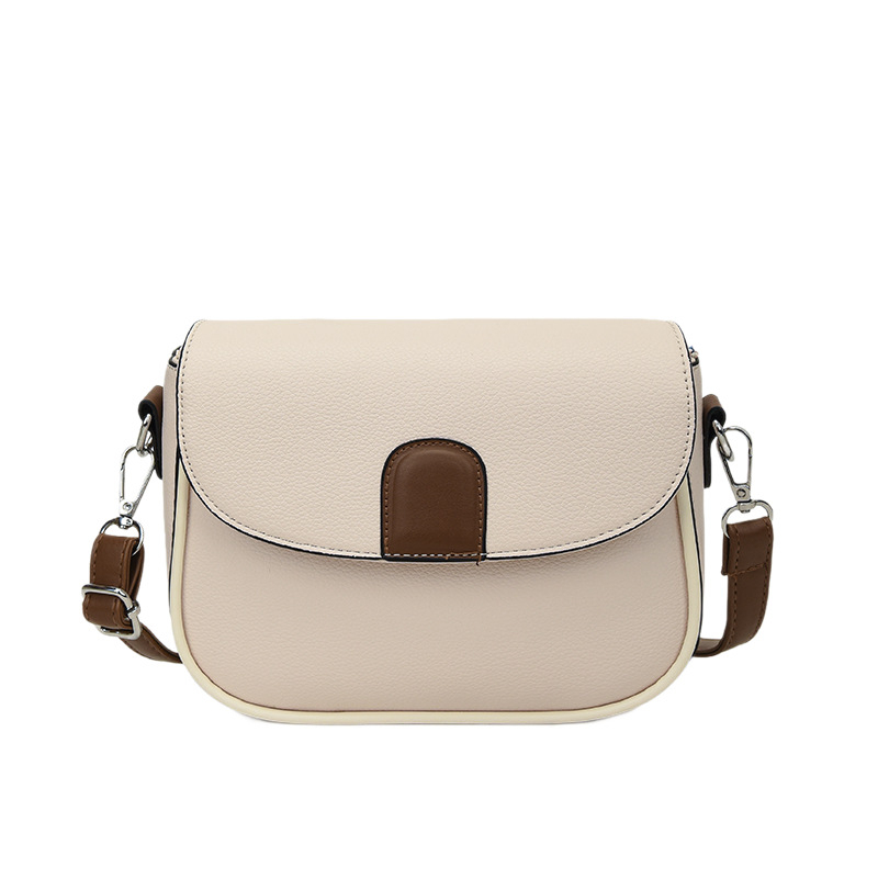 Elegantna PU sedlasta torbica za žene, jesensko 2025 izdanje, gradski jednostavan stil, mini crossbody s horizontalnim kvadratnim oblikom, otvor s poklopcem, unutarnja struktura: džep sa zipom i džep za telefon