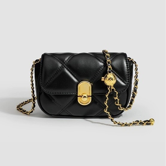Mini PU crossbody torba s dijamantnim šivanjem, lančani remen, unutarnja džep s zatvaračem