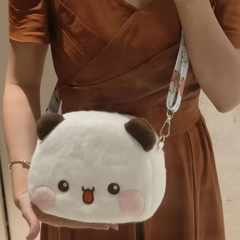 Плюшена кръстосана чанта с джоб за телефон, ципово затваряне, полиестерна подплата, стил свеж и сладък.