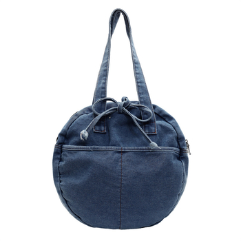 Denim tote torba sa zatvaračem, gradski jednostavan stil, vodoravni kvadratni oblik, unutarnji džepovi za laptop, telefon, ID i kameru, poliester podstava, proljeće 2025