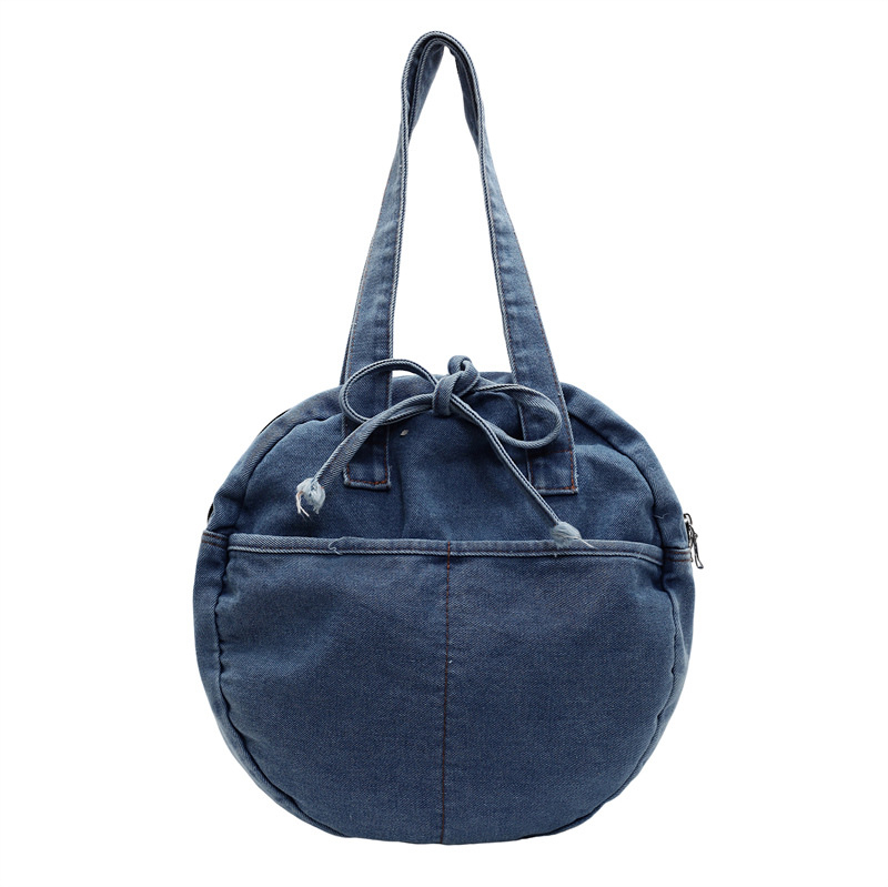 Denim tote torba sa zatvaračem, gradski jednostavan stil, vodoravni kvadratni oblik, unutarnji džepovi za laptop, telefon, ID i kameru, poliester podstava, proljeće 2025