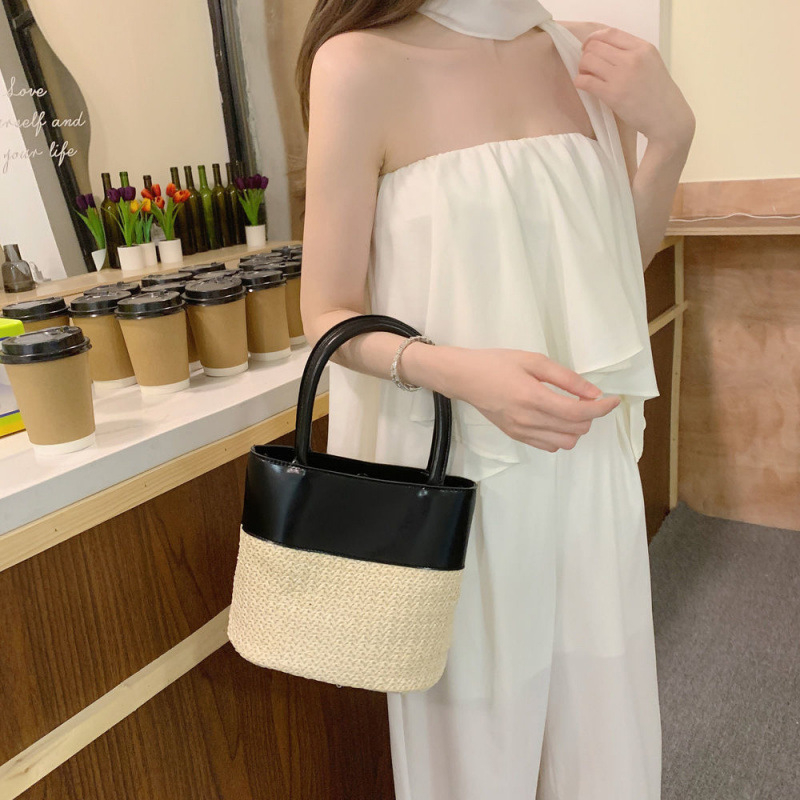 Bucket bag, tkanu teksturu i podstava od umjetne kože, pogodna za putovanja u slobodno vrijeme, proljeće 2018