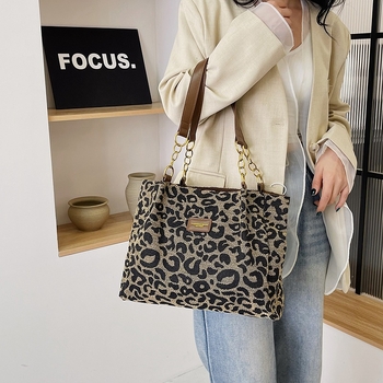 Ženska torbica s leopard uzorkom, velika kapaciteta, tote torba s retro teksturom, svakodnevna torba za nošenje preko ramena