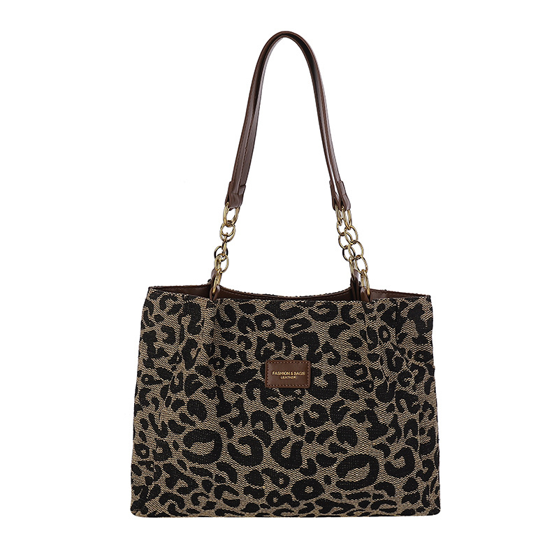 Ženska torbica s leopard uzorkom, velika kapaciteta, tote torba s retro teksturom, svakodnevna torba za nošenje preko ramena