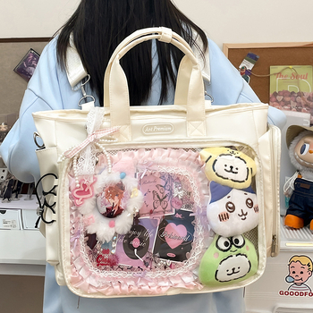 Ženska crossbody torbica u japanskom stilu, od najlona, sa zatvaračem, unutarnja džep za prijenosno računalo, horizontalni kvadratni oblik, trodimenzionalni dizajn