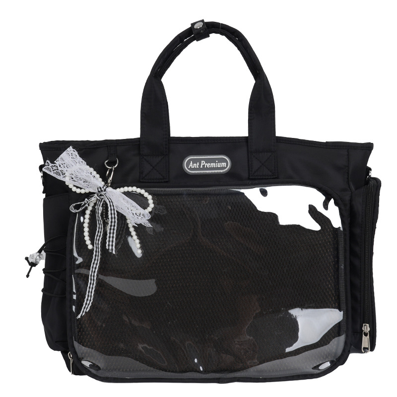Ženska crossbody torbica u japanskom stilu, od najlona, sa zatvaračem, unutarnja džep za prijenosno računalo, horizontalni kvadratni oblik, trodimenzionalni dizajn
