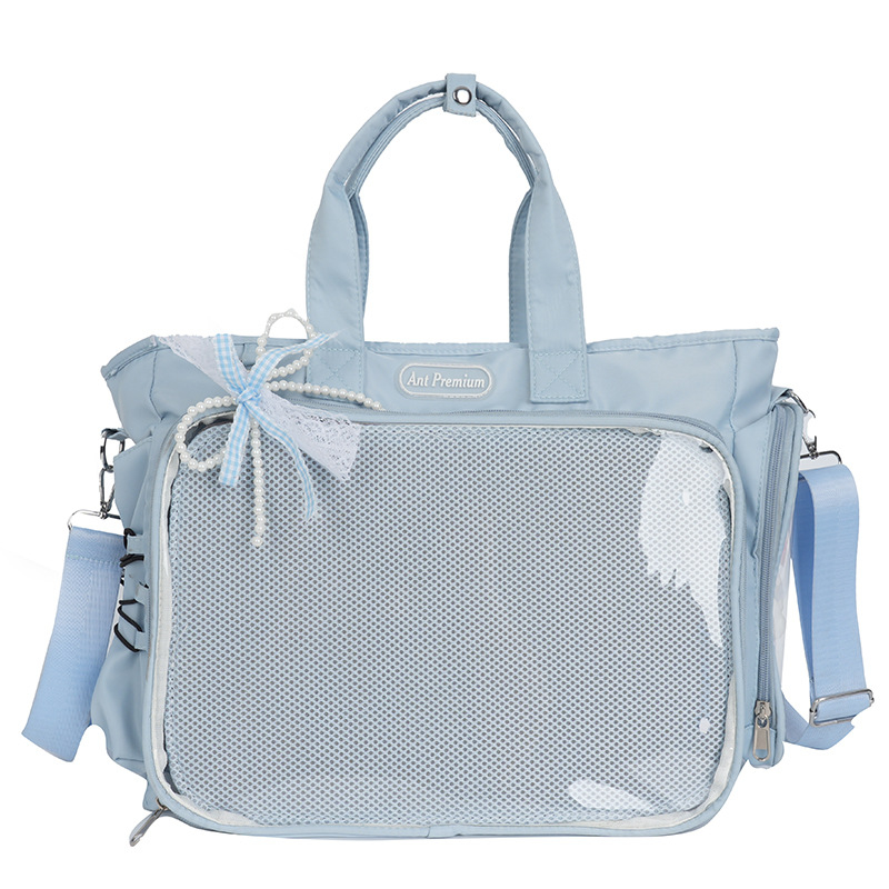 Ženska crossbody torbica u japanskom stilu, od najlona, sa zatvaračem, unutarnja džep za prijenosno računalo, horizontalni kvadratni oblik, trodimenzionalni dizajn