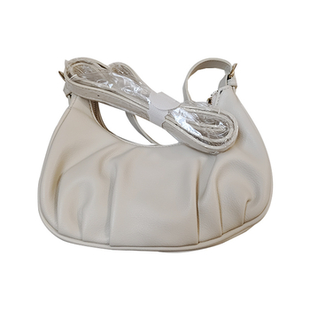 Ženska torba ispod pazuha u frnskom nišnom stilu, crossbody dumpling torba s naborima oblaka, PU, mala, proljeće 2024