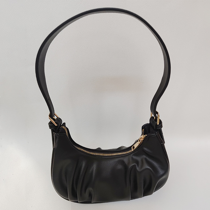 Ženska torba ispod pazuha u frnskom nišnom stilu, crossbody dumpling torba s naborima oblaka, PU, mala, proljeće 2024