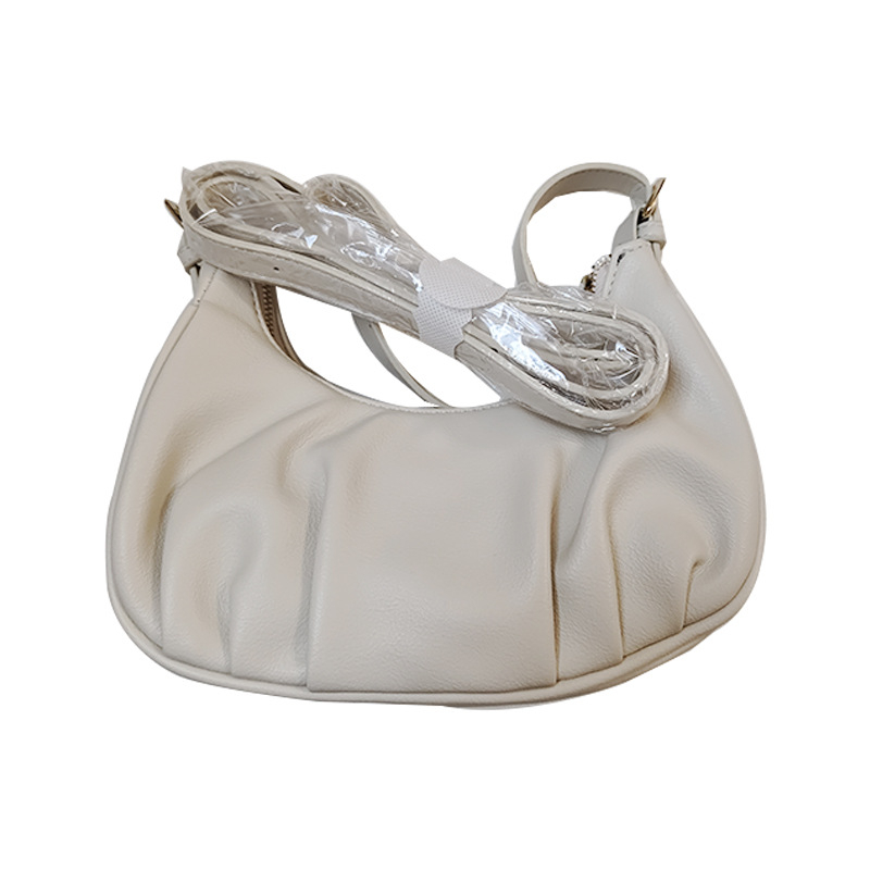 Ženska torba ispod pazuha u frnskom nišnom stilu, crossbody dumpling torba s naborima oblaka, PU, mala, proljeće 2024