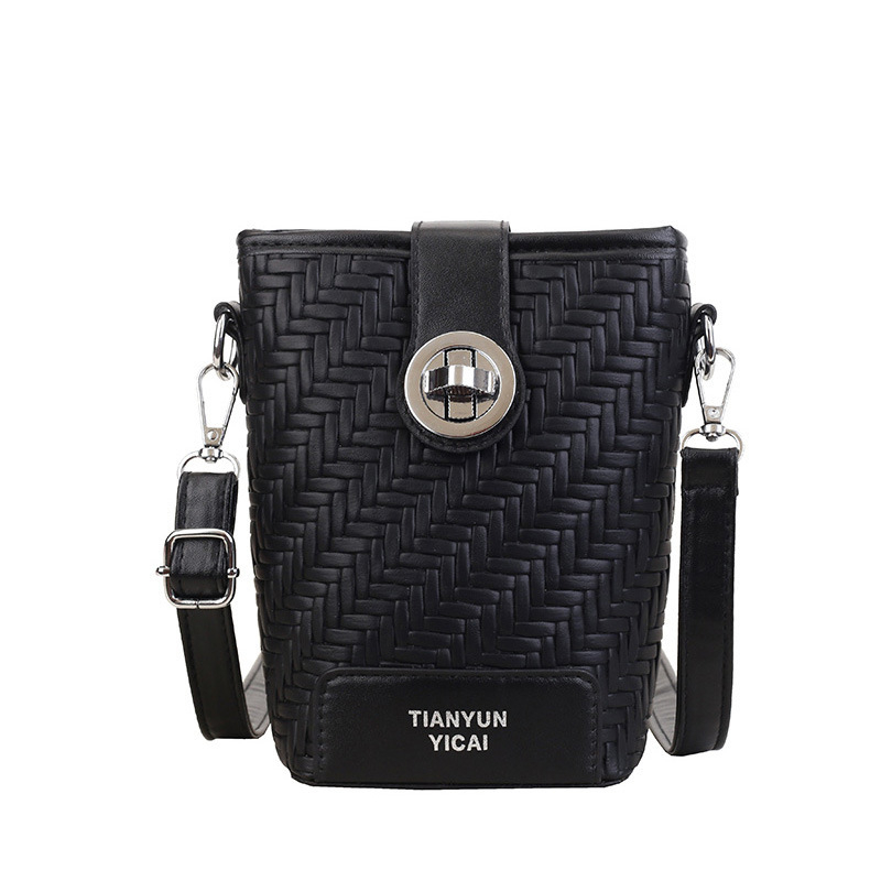 PU bucket torba, gradski stil, horizontalni kvadratični oblik, zatvarač, džep za mobitel