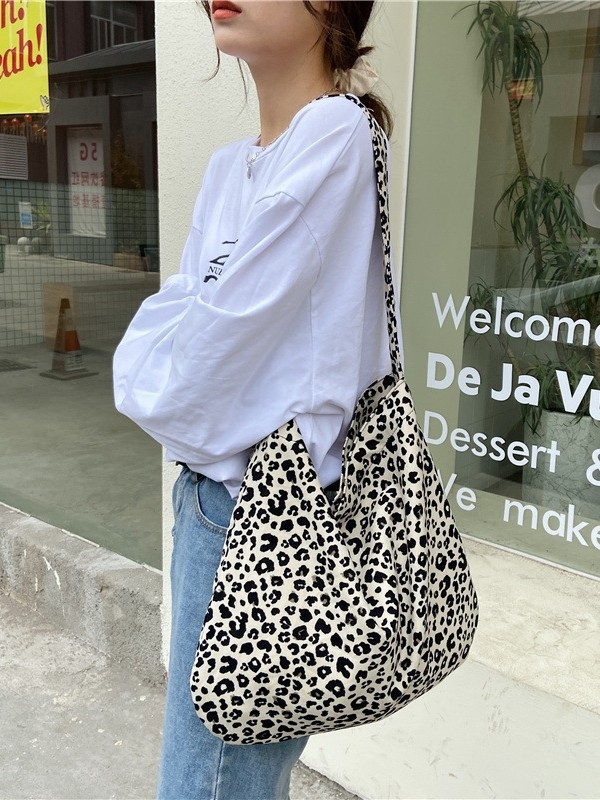 Bucket torba s leopard uzorkom, poliesterska bucket torba u Korejskog stila s magnetskim zatvaranjem, unutarnji džep sa zipom i džep za telefon