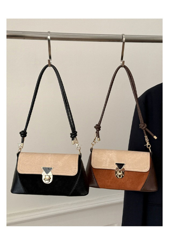 Ženska crossbody torba u gradskom minimalističkom stilu, PU koža, horizontalni kvadratni oblik, zaključavanje na ključ, unutarnja džep sa zipom, dvostruke naramenice