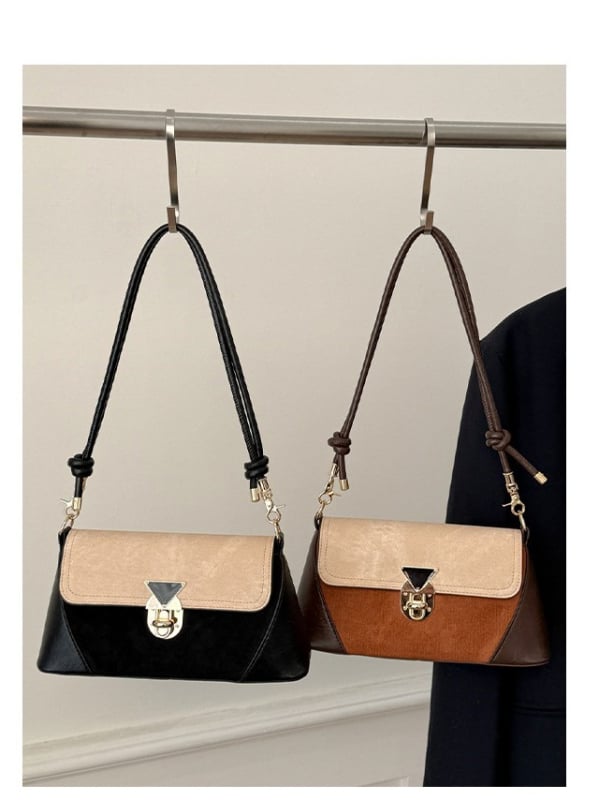 Ženska crossbody torba u gradskom minimalističkom stilu, PU koža, horizontalni kvadratni oblik, zaključavanje na ključ, unutarnja džep sa zipom, dvostruke naramenice