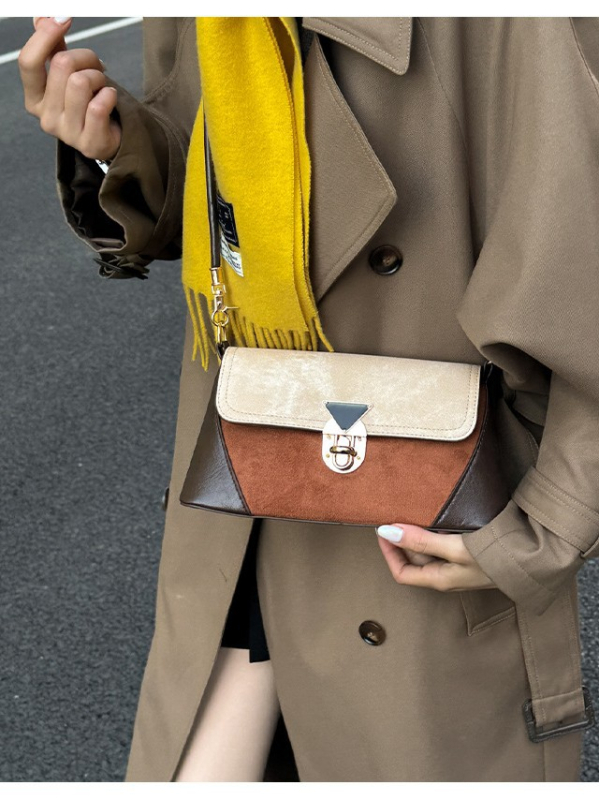 Ženska crossbody torba u gradskom minimalističkom stilu, PU koža, horizontalni kvadratni oblik, zaključavanje na ključ, unutarnja džep sa zipom, dvostruke naramenice