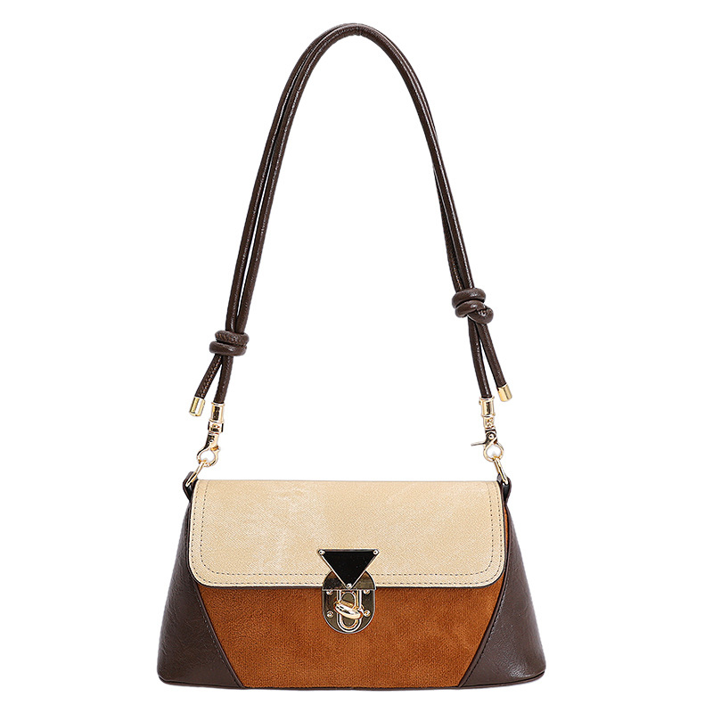 Ženska crossbody torba u gradskom minimalističkom stilu, PU koža, horizontalni kvadratni oblik, zaključavanje na ključ, unutarnja džep sa zipom, dvostruke naramenice