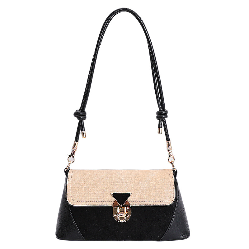 Ženska crossbody torba u gradskom minimalističkom stilu, PU koža, horizontalni kvadratni oblik, zaključavanje na ključ, unutarnja džep sa zipom, dvostruke naramenice