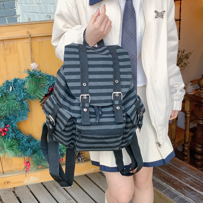 Unisex ar svītrainu kokvilnas mugursomu, 20–35L ietilība, saderīgs ar 14 collu klēpjdatoru, elpojošs, plecu siksnas ar gaisa spilvenu