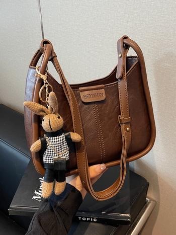 Torba za ramena PU, gradska jednostavnost, horizontalno kvadratni oblik, otvaranje na zip, podstava od poliestera, jesen 2024