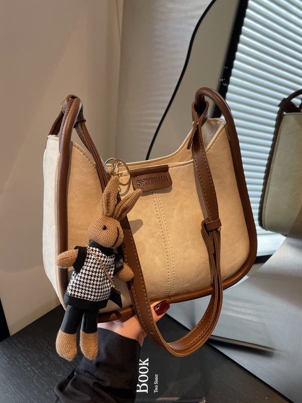 Torba za ramena PU, gradska jednostavnost, horizontalno kvadratni oblik, otvaranje na zip, podstava od poliestera, jesen 2024