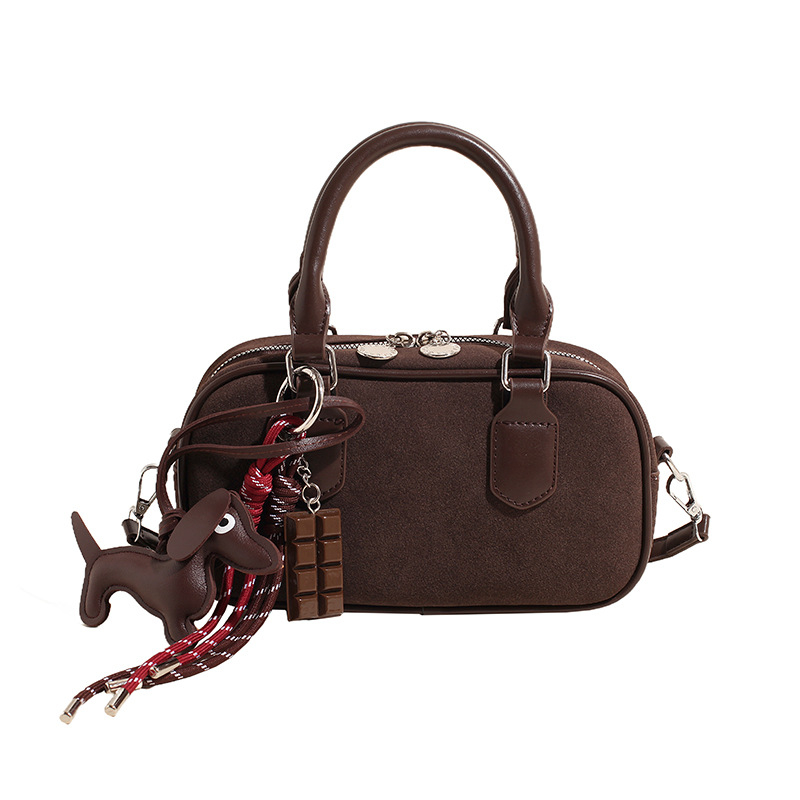 Ženska bowling torba u korejskom stilu, oblik jastuka, od velura, preko ramena i crossbody remenom, retro mat završnica